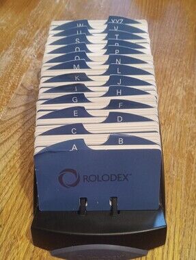 Rolodex Open Tray Card File Model R-470 Black with Index and Blank Cards